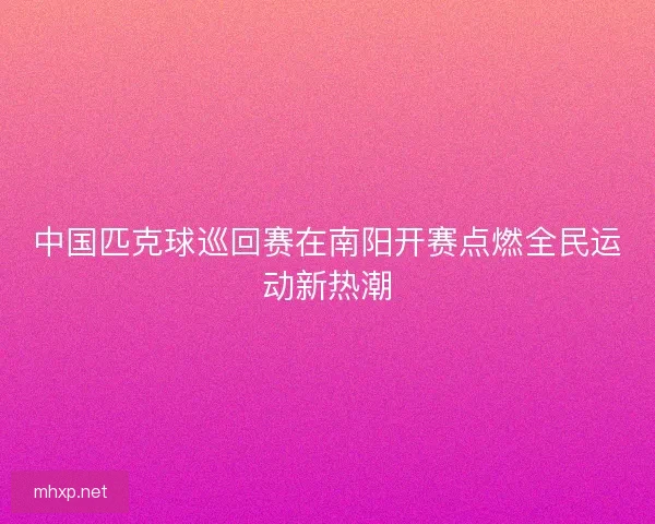 中国匹克球巡回赛在南阳开赛点燃全民运动新热潮 中国匹克球巡回赛在南阳开赛点燃全民运动新热潮